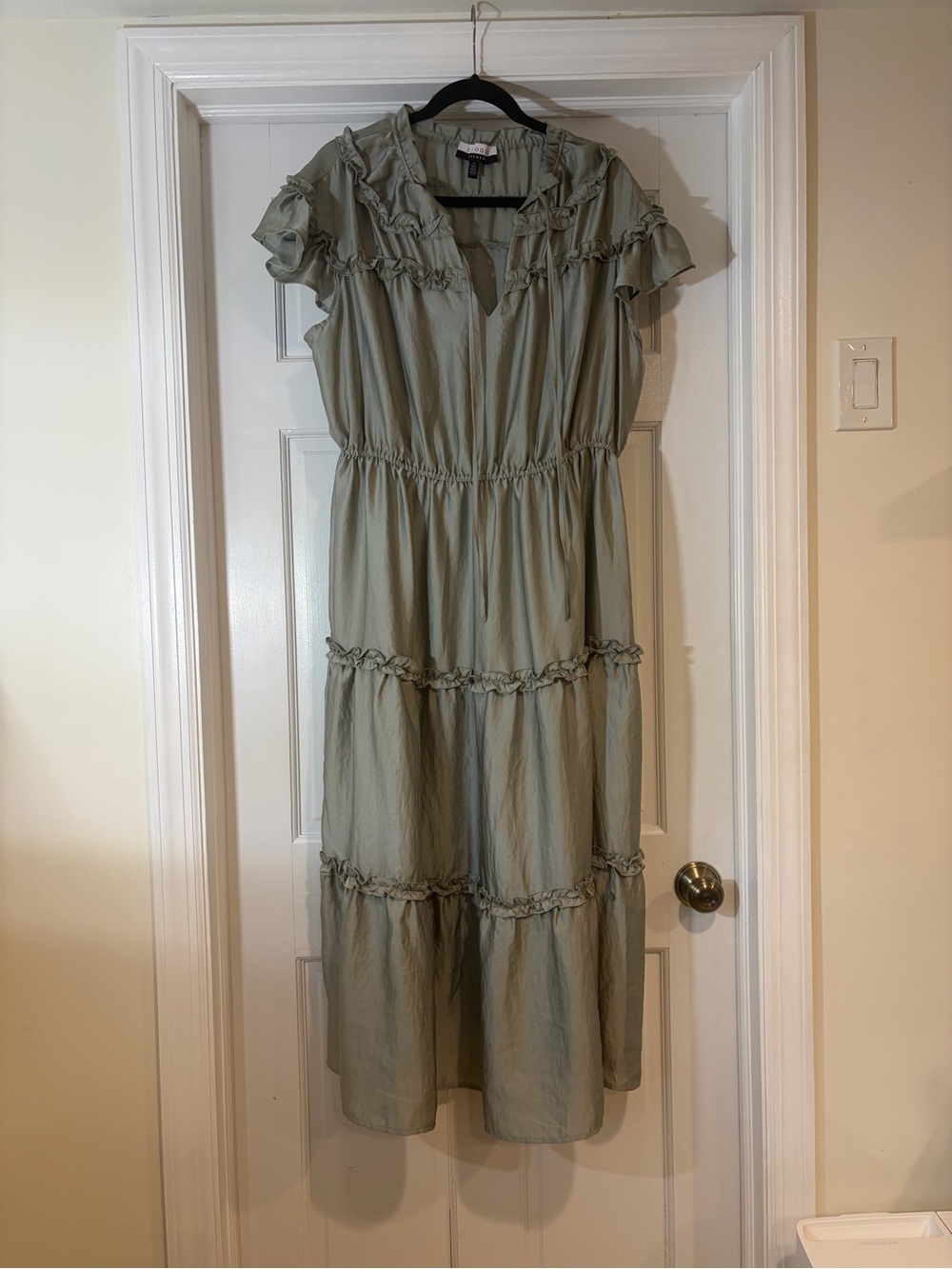 Eloquii Sage Ruffle Tiered Maxi Dress